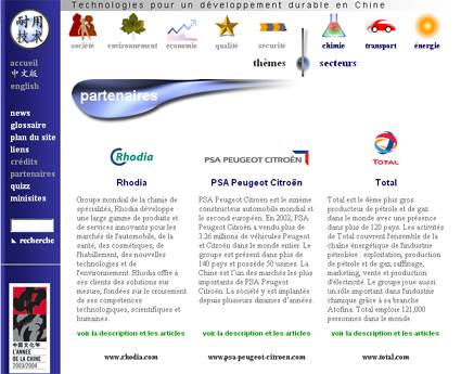 SITE WEB CHINE Site web "Technologies pour un développement durable en Chine"